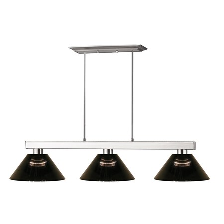 Z-Lite Players 3 Light Billiard Light, Brushed Nickel & Smoke 152BN-ARS